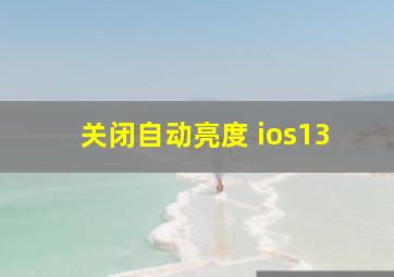 关闭自动亮度 ios13